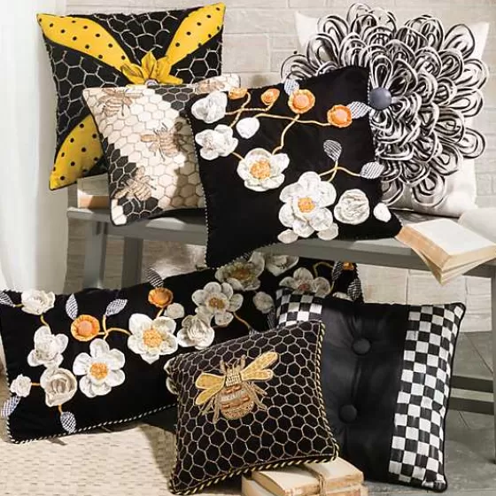 Cuscino Decorativo Regina delle Api - Stile Elegante Nero con Motivo Geometrico, Firmato MacKenzie-Childs (Offerta Limitata)
