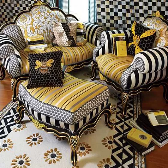 Cuscino Decorativo Regina delle Api - Stile Elegante Nero con Motivo Geometrico, Firmato MacKenzie-Childs (Offerta Limitata)