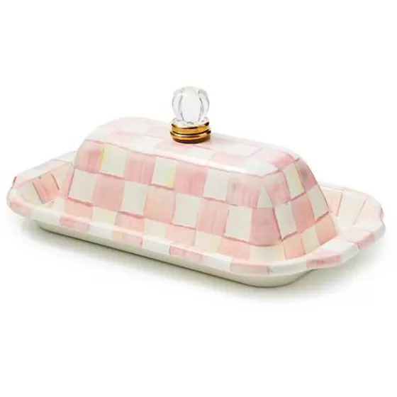 Scatola Portaburro Elegante - Quadretti Rosati in Edizione Limitata MacKenzie-Childs | Ultime Occasioni con Sconto Eccezionale!