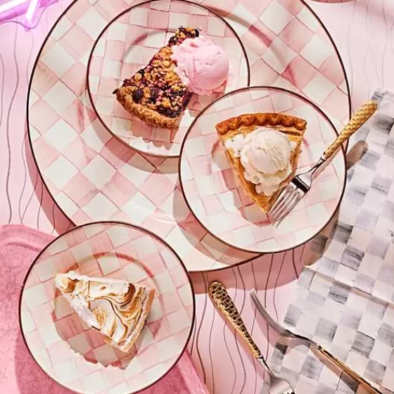 Piatto Decorato Rosy Check per Insalate e Dessert - Linea Esclusiva MacKenzie-Childs
