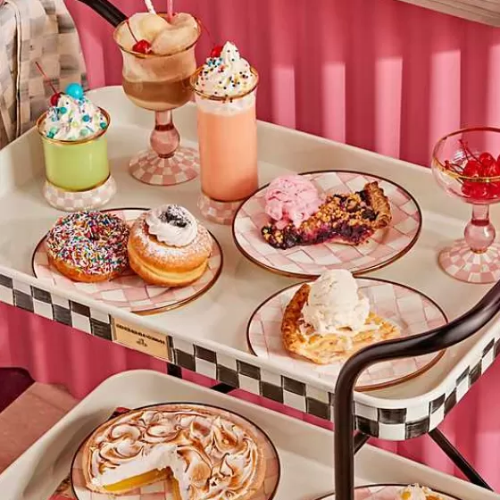 Piatto Decorato Rosy Check per Insalate e Dessert - Linea Esclusiva MacKenzie-Childs
