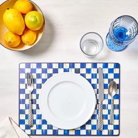 Set da 4 Eleganti Sottopentole in Tessuto con Fondo in Sughero - Design Scacchi Reali di MacKenzie-Childs