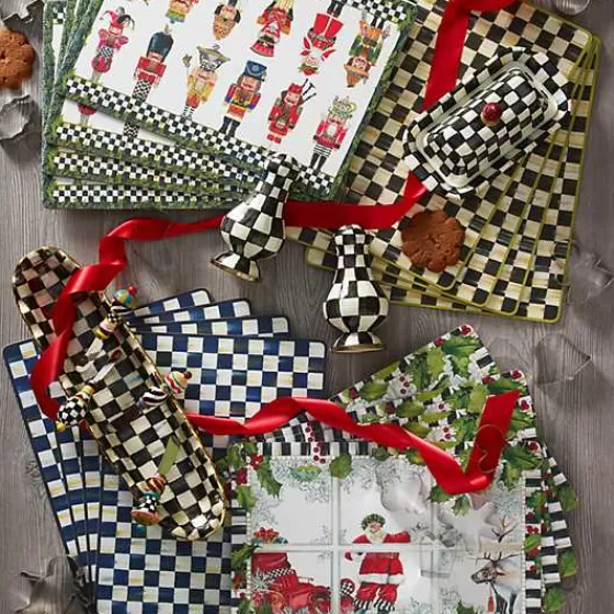 Set da 4 Eleganti Sottopentole in Tessuto con Fondo in Sughero - Design Scacchi Reali di MacKenzie-Childs