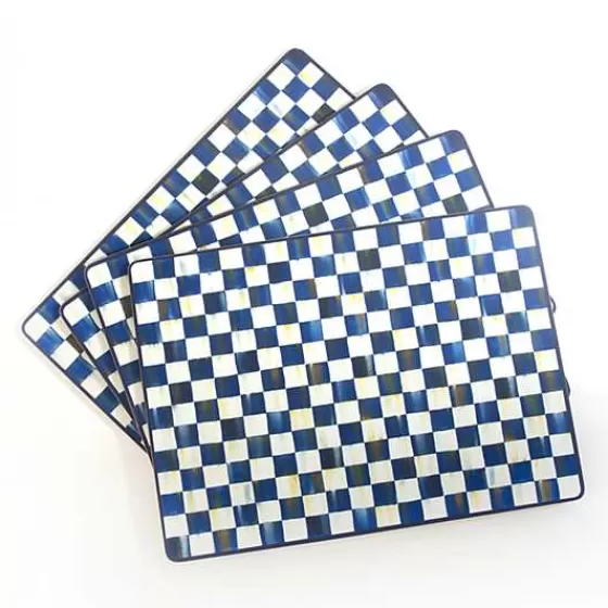 Set da 4 Eleganti Sottopentole in Tessuto con Fondo in Sughero - Design Scacchi Reali di MacKenzie-Childs