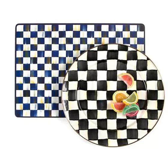 Set da 4 Eleganti Sottopentole in Tessuto con Fondo in Sughero - Design Scacchi Reali di MacKenzie-Childs