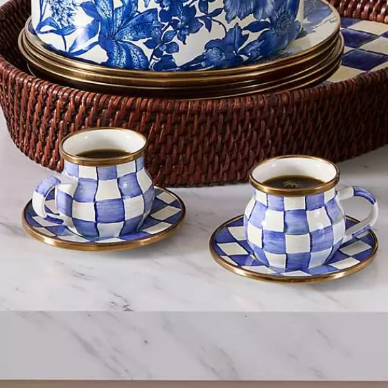 MacKenzie-Childs | Set Elegante Tazza e Piattino Espresso Royal Check – Design Termico per Bevande Calde