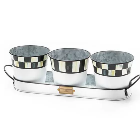 Vasetti in Metallo Verniciati per Erbe Aromatiche - Set da 3 Pezzi, Collezione Spectator by MacKenzie-Childs - Design Elegante e Funzionale