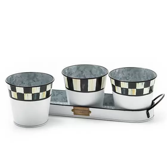 Vasetti in Metallo Verniciati per Erbe Aromatiche - Set da 3 Pezzi, Collezione Spectator by MacKenzie-Childs - Design Elegante e Funzionale