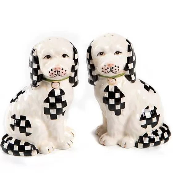 MacKenzie-Childs - Portasale e Pepe Artistici a Forma di Cane - Stile Staffordshire Vintage con Decorazione British