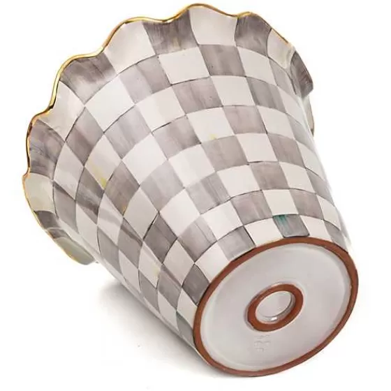 Vaso da Esterno XXL in Ceramica Sterling Check - Edizione Limitata MacKenzie-Childs | Saldi Imperdibili per Giardini Stilosi, Fa Subito Tendenza!