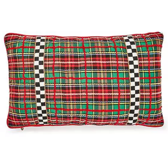 Cuscino Lombare Scozzese con Intarsi di Perle - Design Esclusivo MacKenzie-Childs