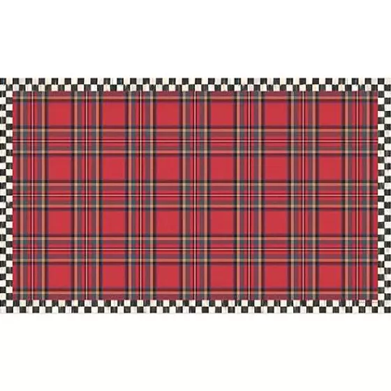 MacKenzie-Childs Tappeto in Tartan Rosso 3x5 Piedi - Design Elegante per Arredamento Casa