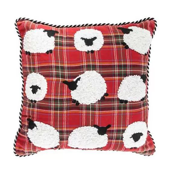 MacKenzie-Childs | Cuscino Decorativo Scozzese con Ricamo a Pecore - Prezzo Accessibile