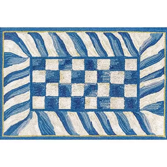 Tappeto decorativo MacKenzie-Childs - Motivo scacchi regali 60x90 cm, perfetto per ambienti raffinati. Realizzato in tessuto lavabile, disponibile in offerta speciale con consegna rapida.