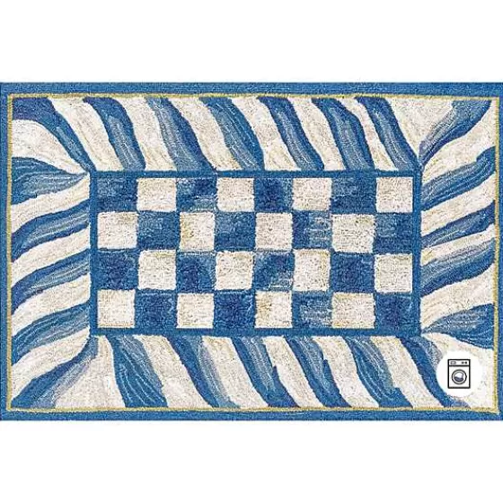 Tappeto decorativo MacKenzie-Childs - Motivo scacchi regali 60x90 cm, perfetto per ambienti raffinati. Realizzato in tessuto lavabile, disponibile in offerta speciale con consegna rapida.