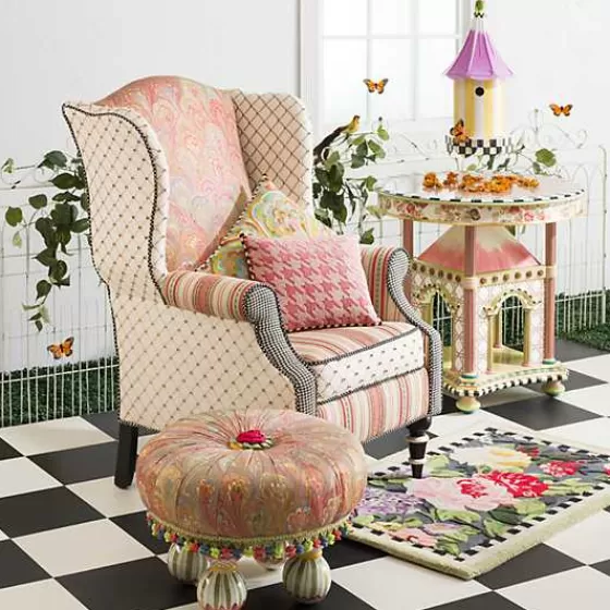 Tappeto Elegante Rosa Tudor 70x115cm - Design British Esclusivo Collezione MacKenzie-Childs
