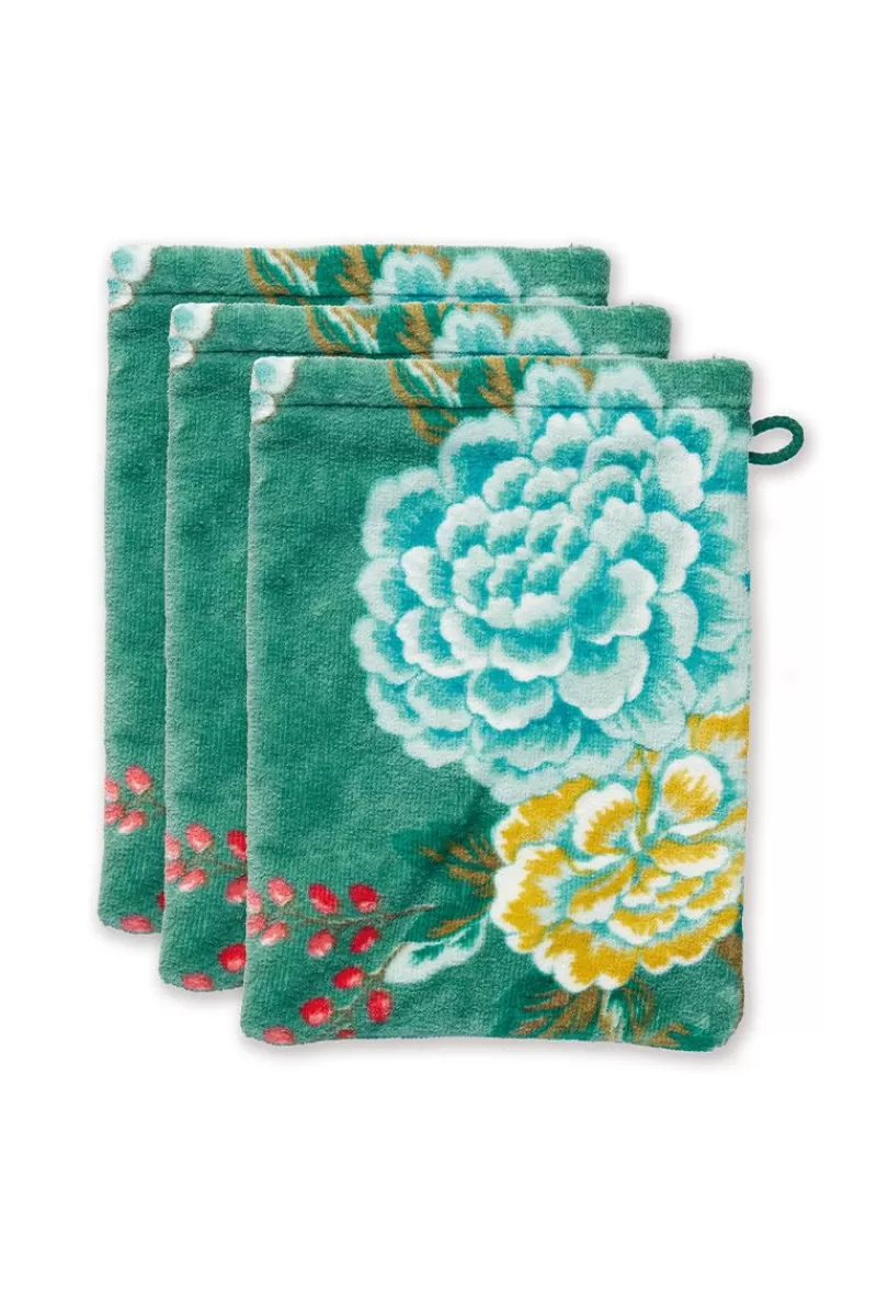 Pip Studio Salviette Viso Confezione 3 Pezzi Dopo Creme 16x22 cm Smeraldo - Morbide e Assorbenti