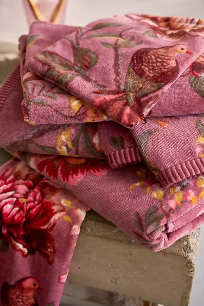 Set 3 Salviette Viso in Microfibra Pip Studio - Stampa Botanica Secret Garden, Colore Lilla Antico, Misura 16x22 cm