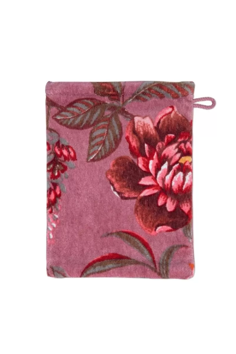 Set 3 Salviette Viso in Microfibra Pip Studio - Stampa Botanica Secret Garden, Colore Lilla Antico, Misura 16x22 cm