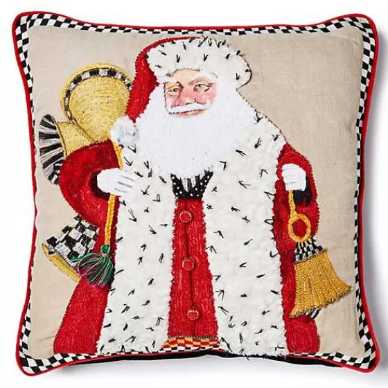 Cuscino Festivo Westminster con Babbo Natale Ricamato - Offerta Speciale MacKenzie-Childs