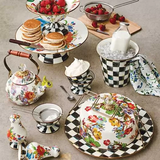 MacKenzie-Childs Portaspezie Artistici Bianchi - Coppia Grande con Motivi Floreali per Sale e Pepe, Collezione Elegante da Tavola