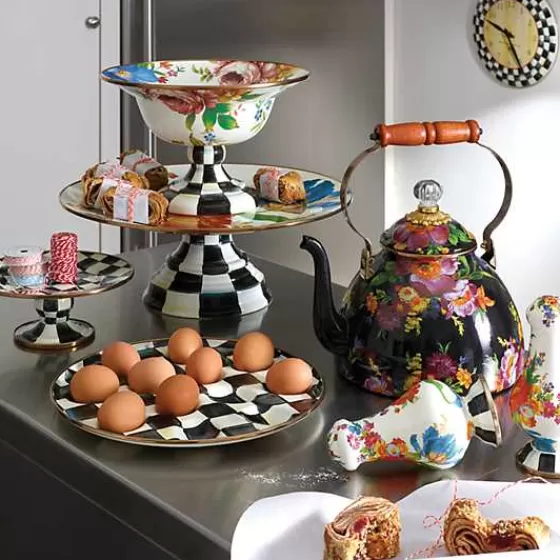 MacKenzie-Childs Portaspezie Artistici Bianchi - Coppia Grande con Motivi Floreali per Sale e Pepe, Collezione Elegante da Tavola